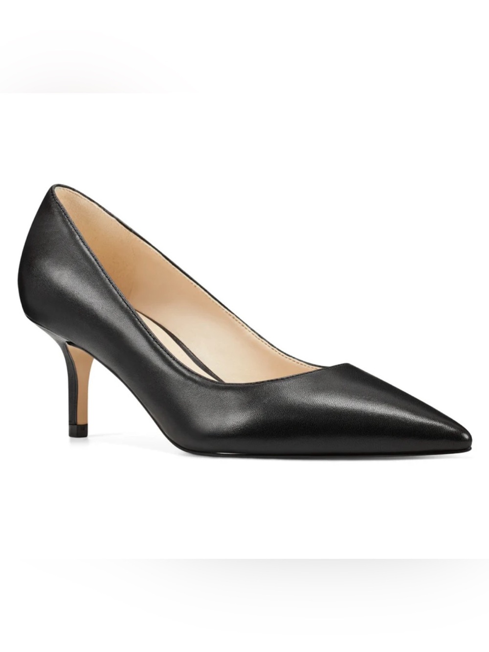 Black Leather Kitten Heels - Size 10